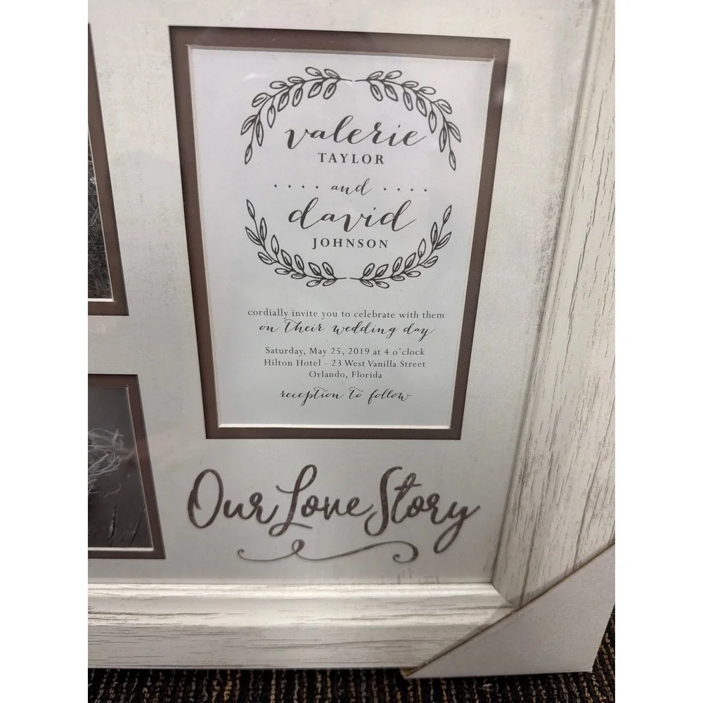 Kirkland's Our Love Story Collage Wedding Photo Frame White Wood Grain 18x14.5